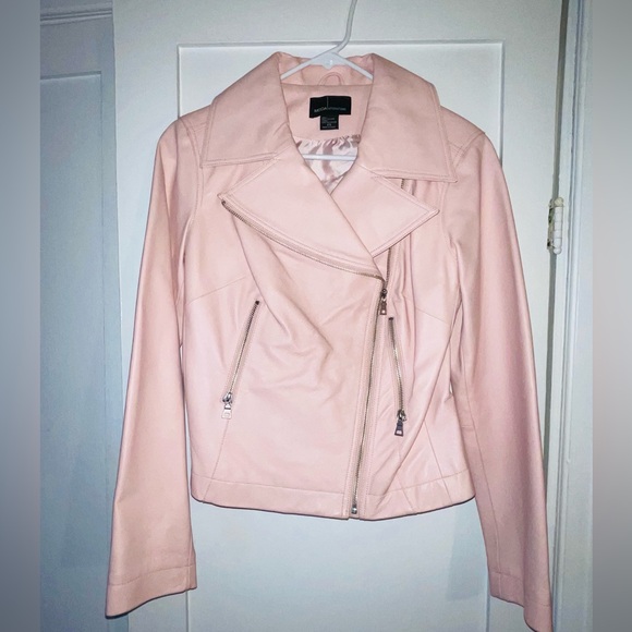 Moda International pink leather moto jacket XS - Picture 1 of 4